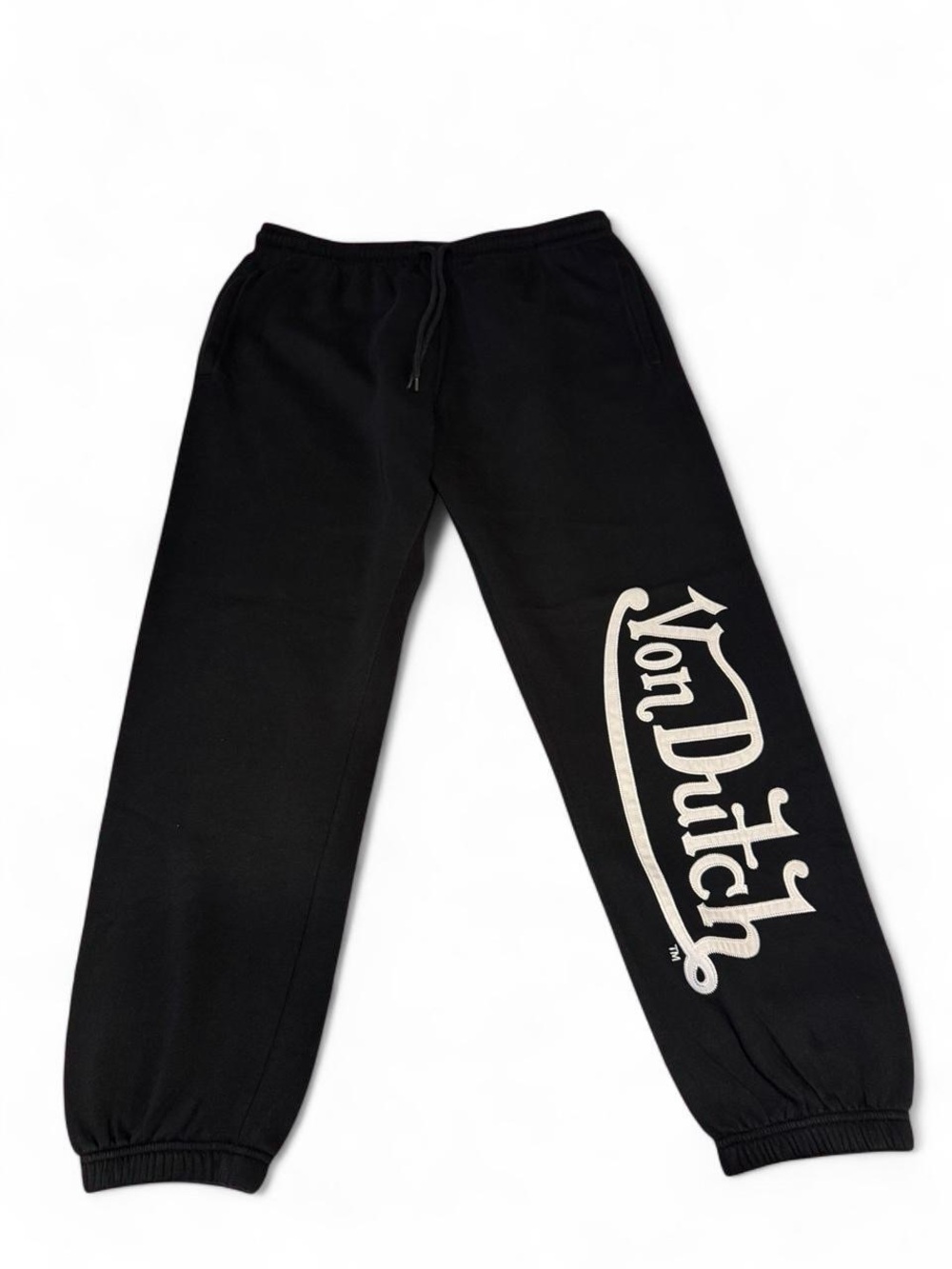 Von Dutch Oversized Graphic Script Logo Joggers / Sweatpants Black (Large)